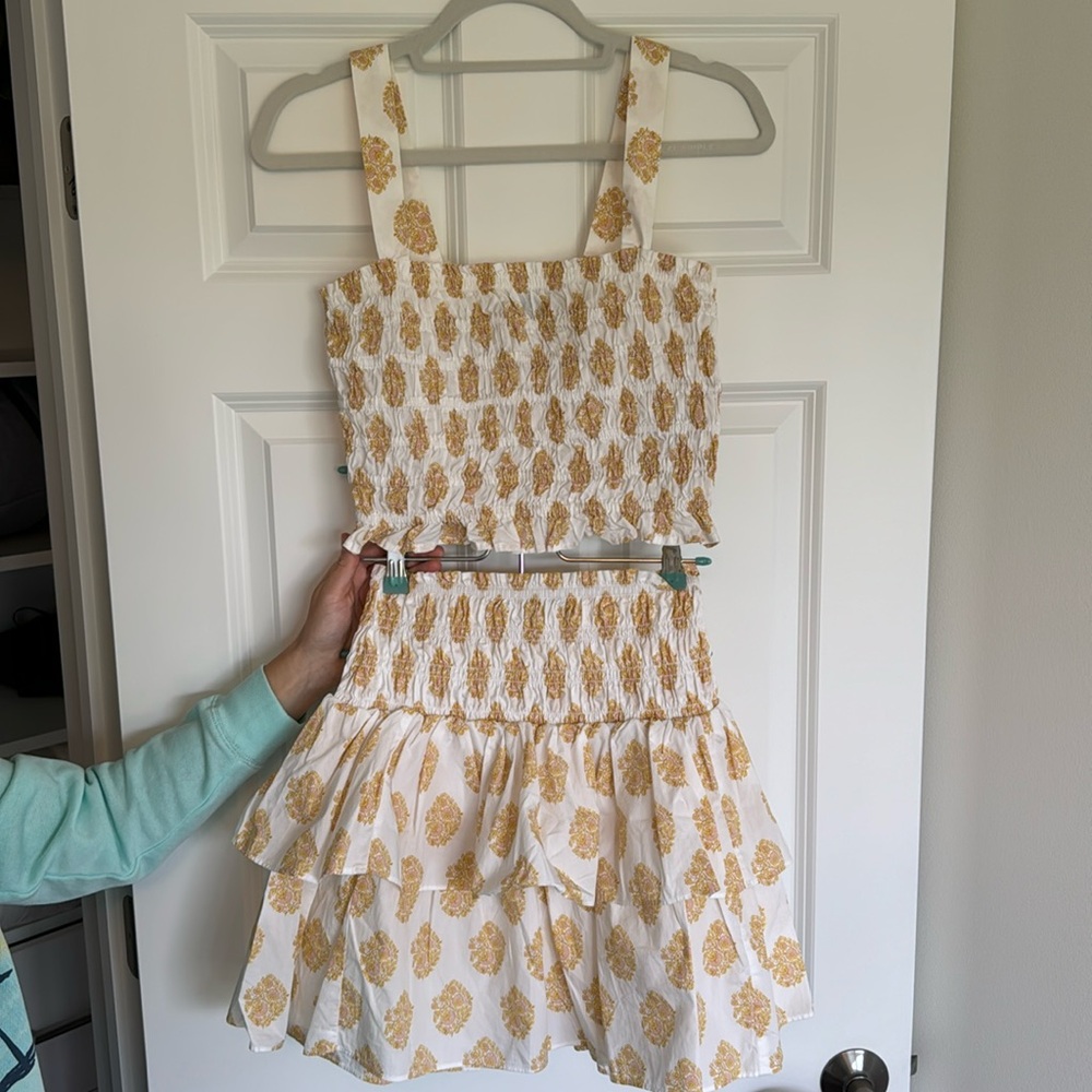 J Crew smocked top and skirt set XS/S